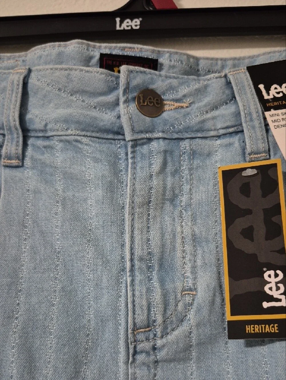 Lee Heritage Pleated Denim Mini Skirt